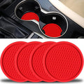 SINGARO Car Cup Coaster, 4PCS Universal Non-Slip Cup Holders Embedded in Ornaments Coaster, Car Interior Accessories, Red