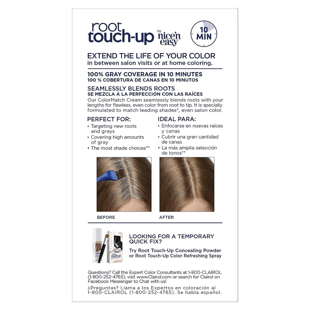 Clairol Root Touch-Up by Nice'n Easy Permanent Hair Dye, 6.5A Lightest Cool Brown Hair Color, Pack of 2