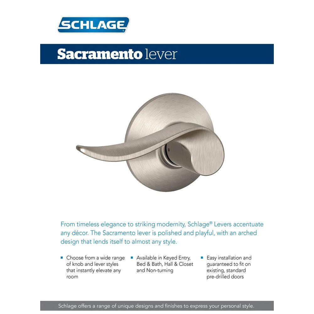 Sacramento Satin Nickel Keyed Entry Door Lever