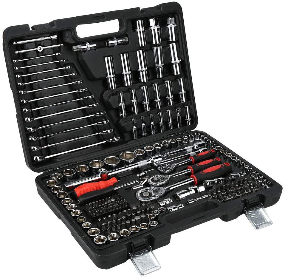 Ratchet Wrench Set,215Pcs Ratchet Wrench Kits1/4in 3/8in 1/2in Socket Set Tool Kits Mechanic Socket Tool for Daily Use or Repairing
