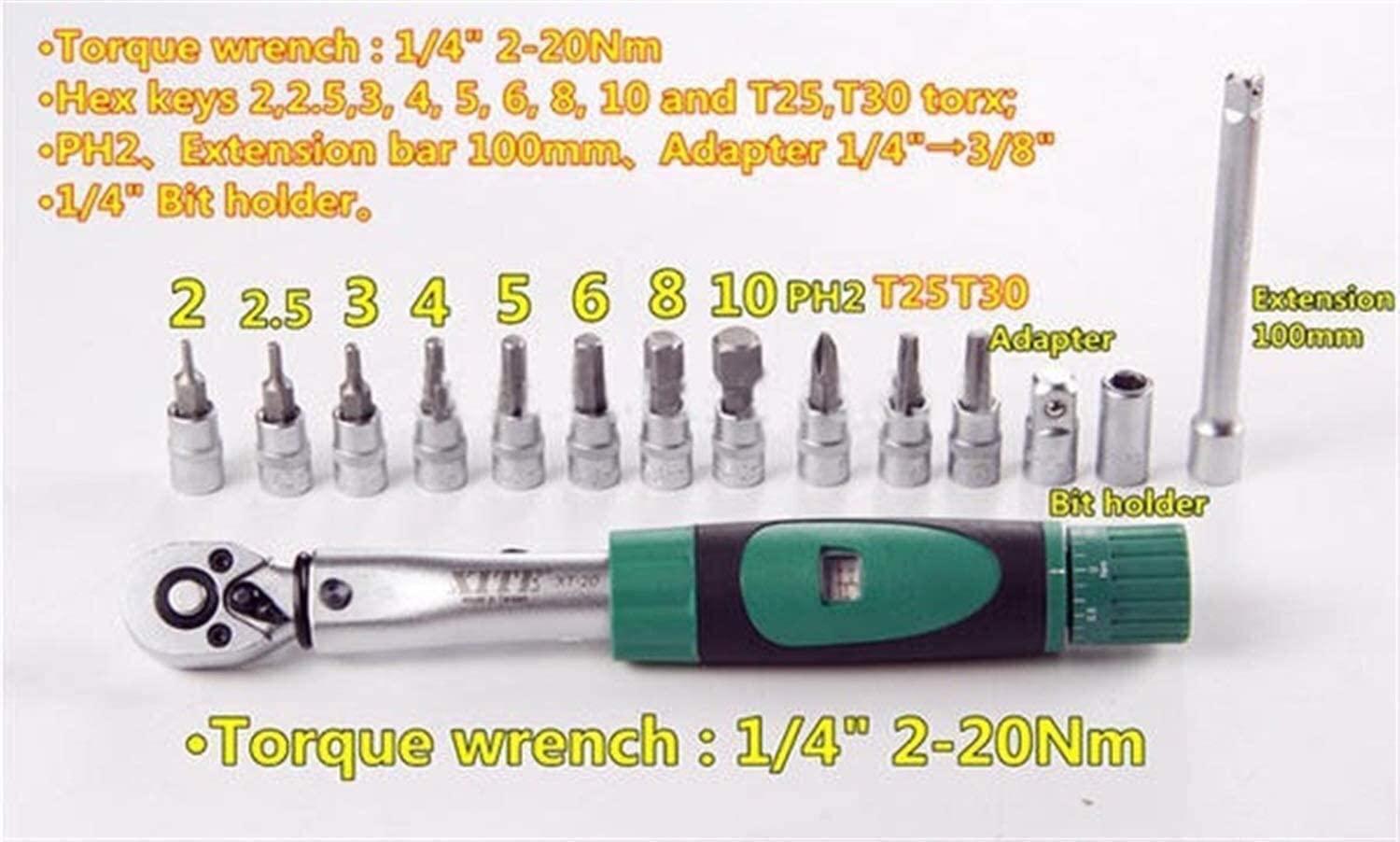 ZSEFV Hand Tools 15 in 1 2-20Nm Torque Wrench Repair Tools Set for Bicycle Hand Tools