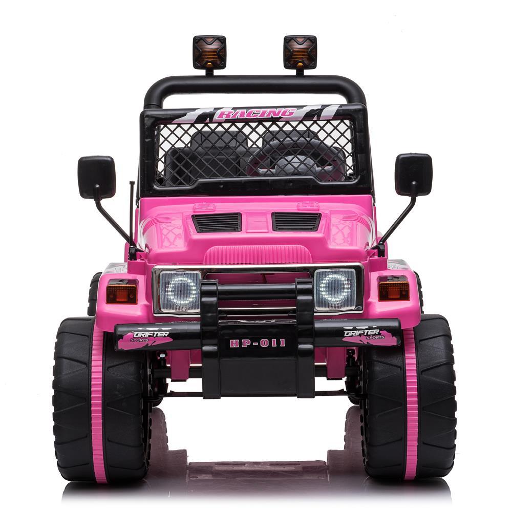 Ktaxon Kids Ride On Car Electric Stroller Double Drive Rechargeable 12V Battery Powered w/ RC Remote Control, MP3 Player, LED Lights, 3 Speed - Pink