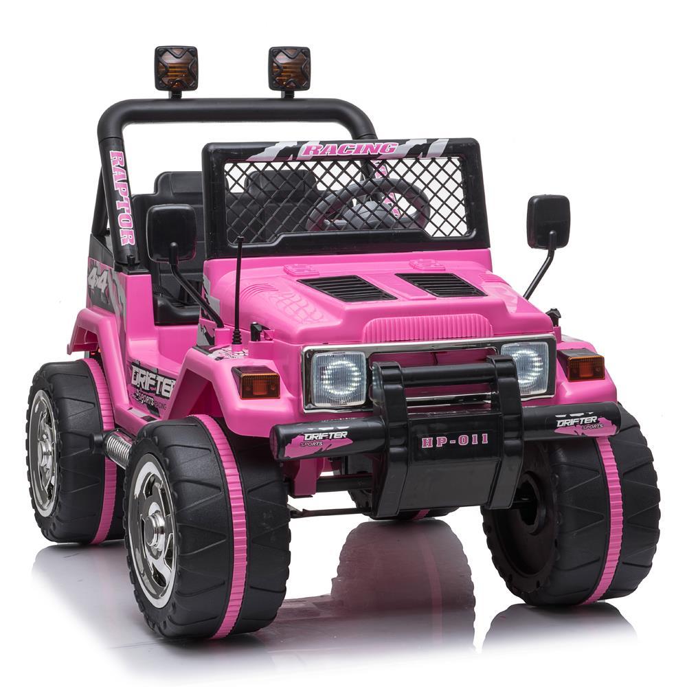 Ktaxon Kids Ride On Car Electric Stroller Double Drive Rechargeable 12V Battery Powered w/ RC Remote Control, MP3 Player, LED Lights, 3 Speed - Pink