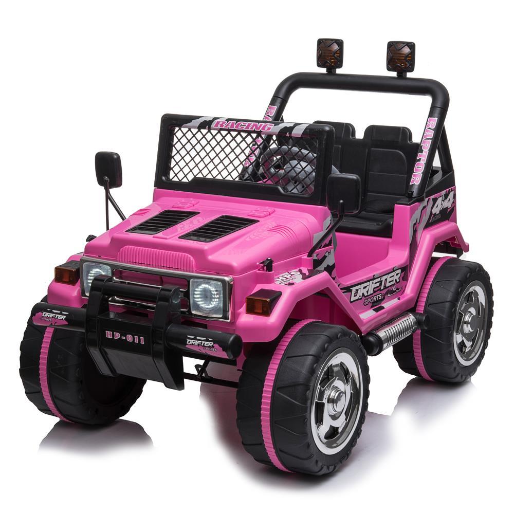 Ktaxon Kids Ride On Car Electric Stroller Double Drive Rechargeable 12V Battery Powered w/ RC Remote Control, MP3 Player, LED Lights, 3 Speed - Pink