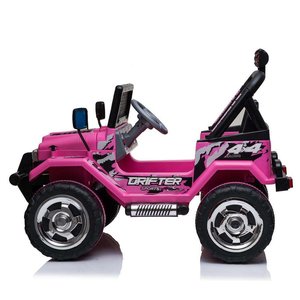 Ktaxon Kids Ride On Car Electric Stroller Double Drive Rechargeable 12V Battery Powered w/ RC Remote Control, MP3 Player, LED Lights, 3 Speed - Pink