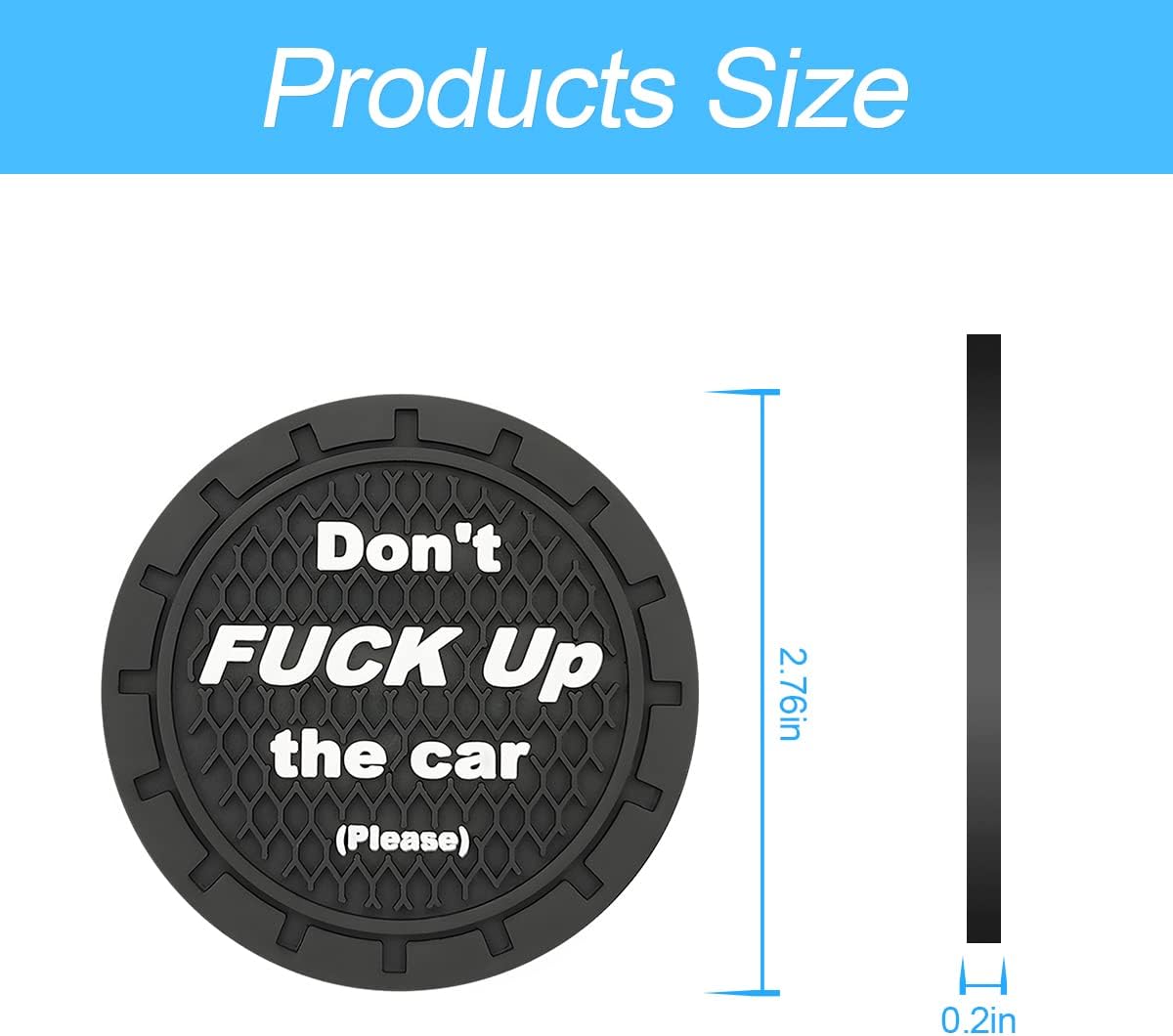 8sanlione 2 Pack Car Cup Holder Coasters, 2.75 Inch Non-Slip PVC Insert Cup Coaster, Anti-Scratch Auto Cup Mats for Women Men, Vehicle Interior Accessories Universal for Car, SUV, Truck (C Black/2PCS)