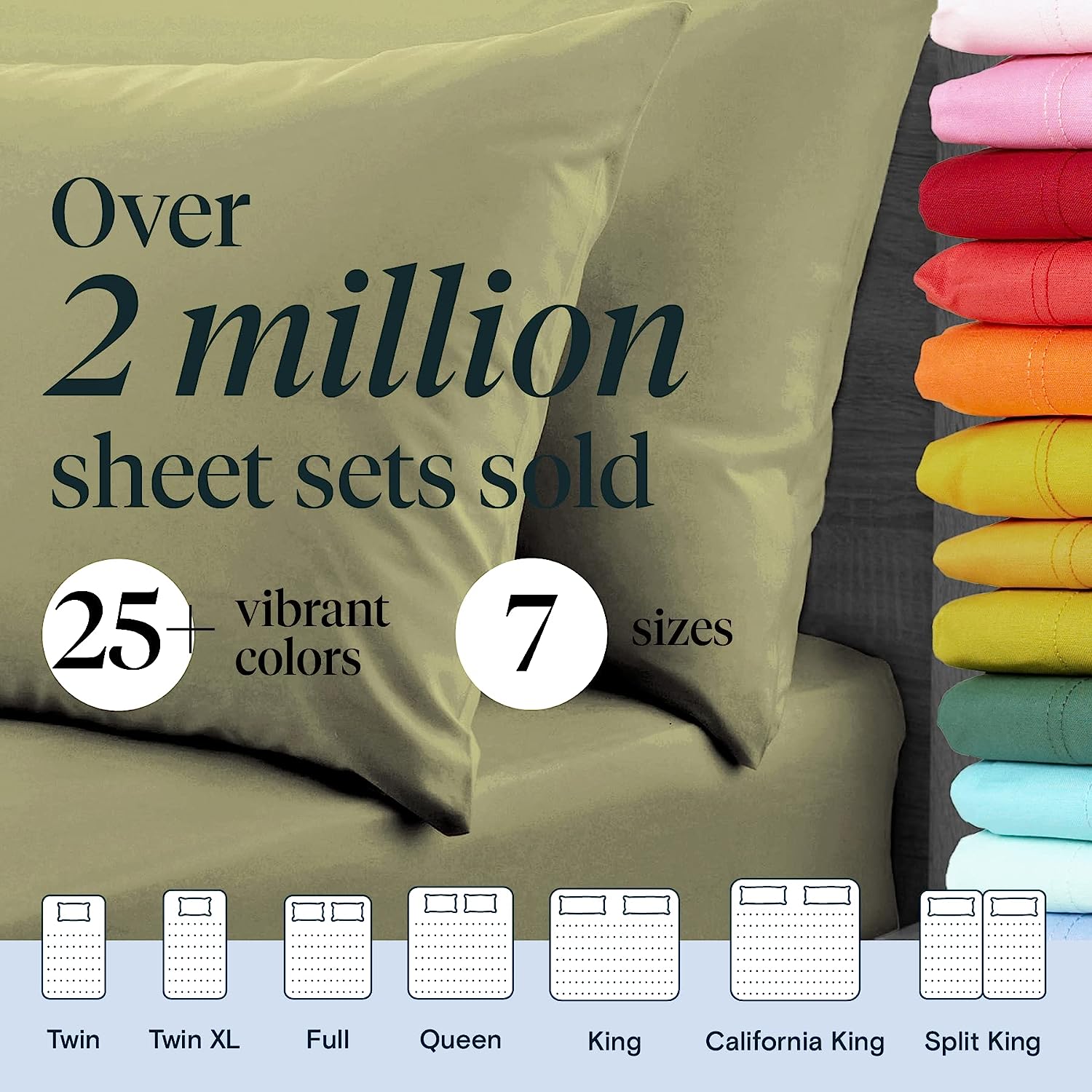 LuxClub 6 PC King Size Sheet Set Bamboo Sheets Deep Pockets 18" Eco Friendly Wrinkle Free Cooling Sheets Machine Washable Hotel Bedding Silky Soft - Olive King