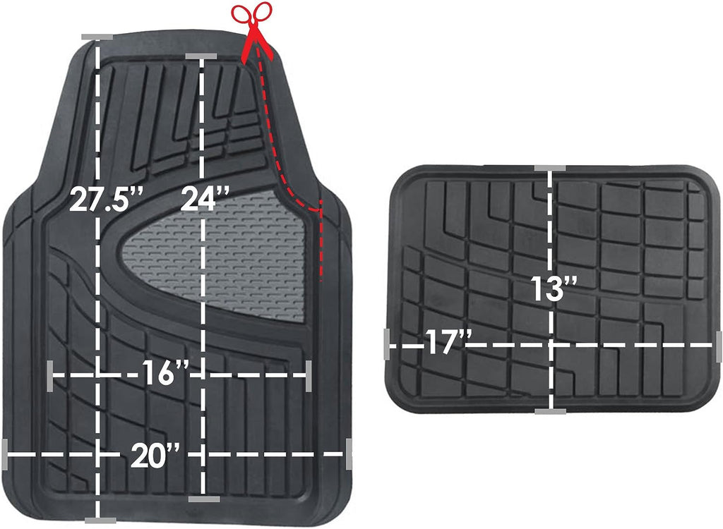 FH Group Automotive Floor Mats - Heavy-Duty Rubber Floor Mats for Cars, Universal Fit Full Set, Climaproof Floor Mats, Trimmable Floor Mats for Most Sedan, SUV, Truck Floor Mats Burgundy