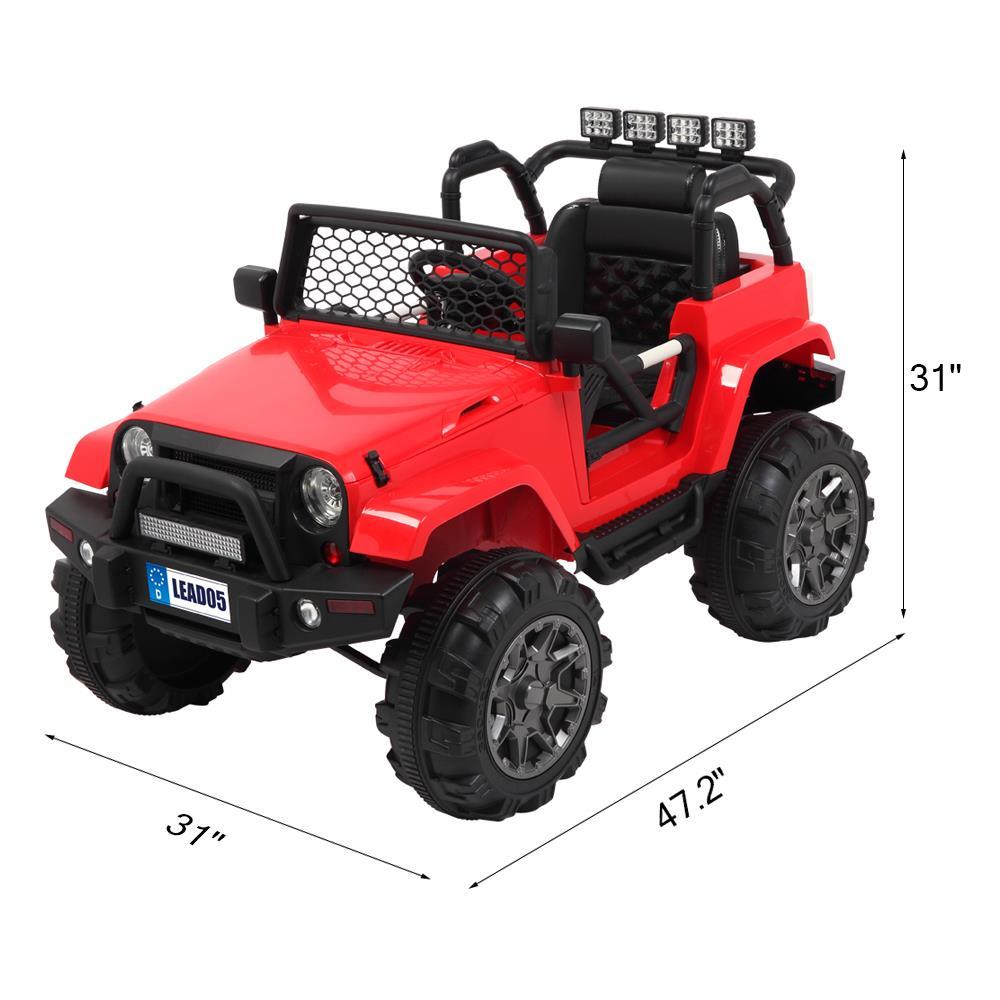 UBesGoo 12V Kids Battery Powered Electric Red 4-Wheeler Ride-On Car with LED Headlights, Music, Remote Control - Red