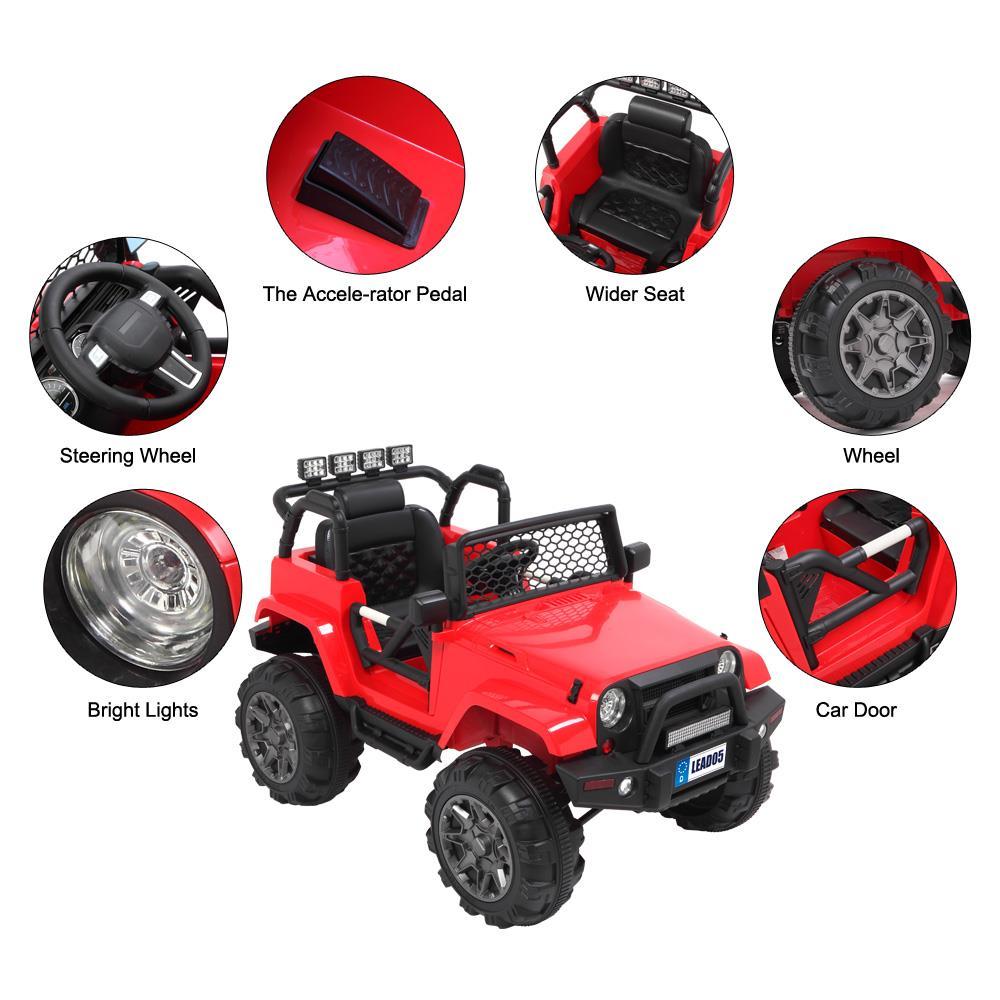 UBesGoo 12V Kids Battery Powered Electric Red 4-Wheeler Ride-On Car with LED Headlights, Music, Remote Control - Red
