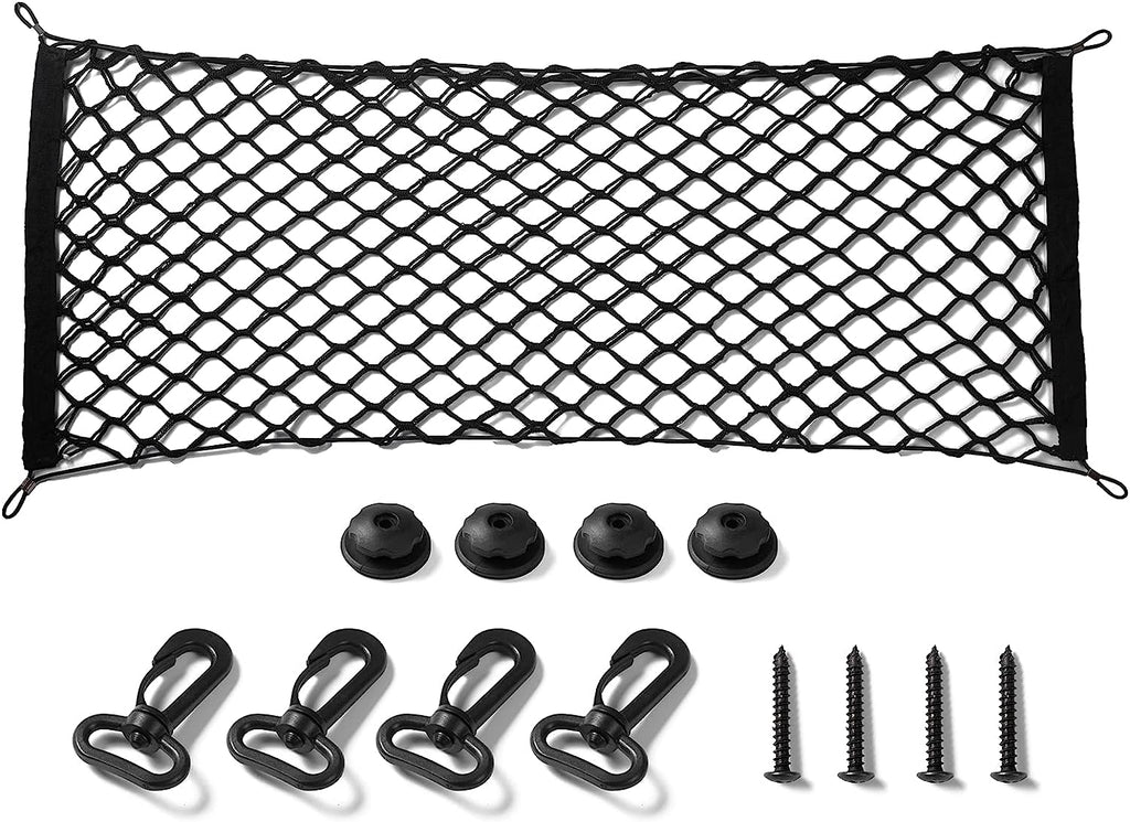 Amiss Cargo Net Stretchable. Adjustable Elastic Trunk Storage Net with Hook for SUVs, Cars and Trucks, Car Exterior Accessories (43.3x15.8 Inch)