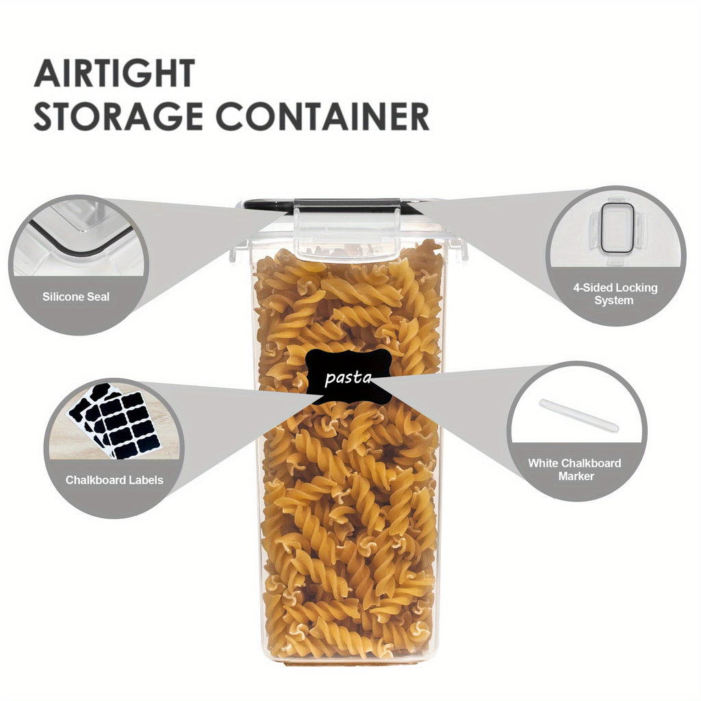 5pcs Airtight Food StoraContainers Set With Lids, BPA Plastic Dry Food Canisters For Kitchen Pantry Organization, Dishwasher Safe, With Labels