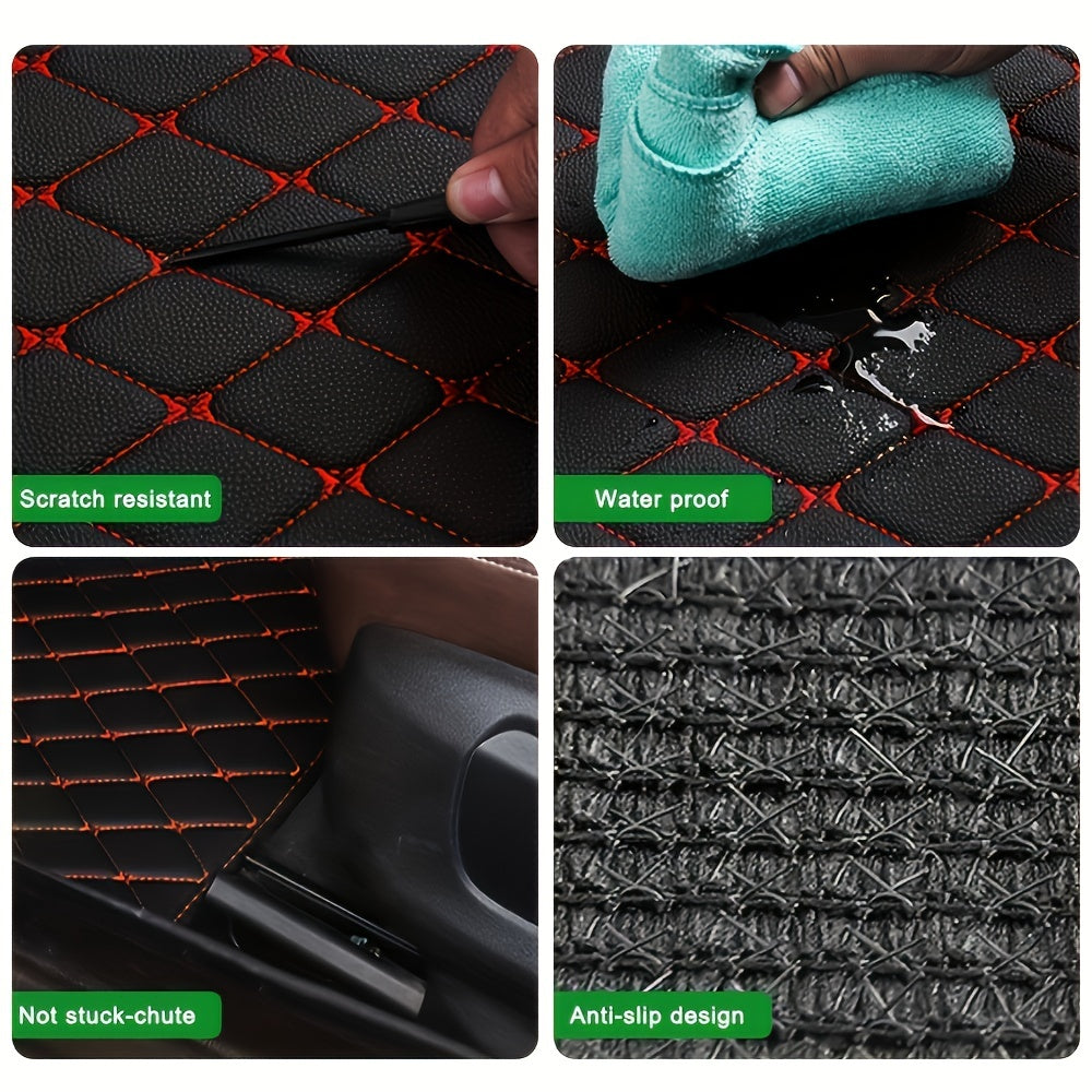 5pcs Waterproof Leather Car Floor Mats - Universal Full Set Auto Rugs For Interior Accessories