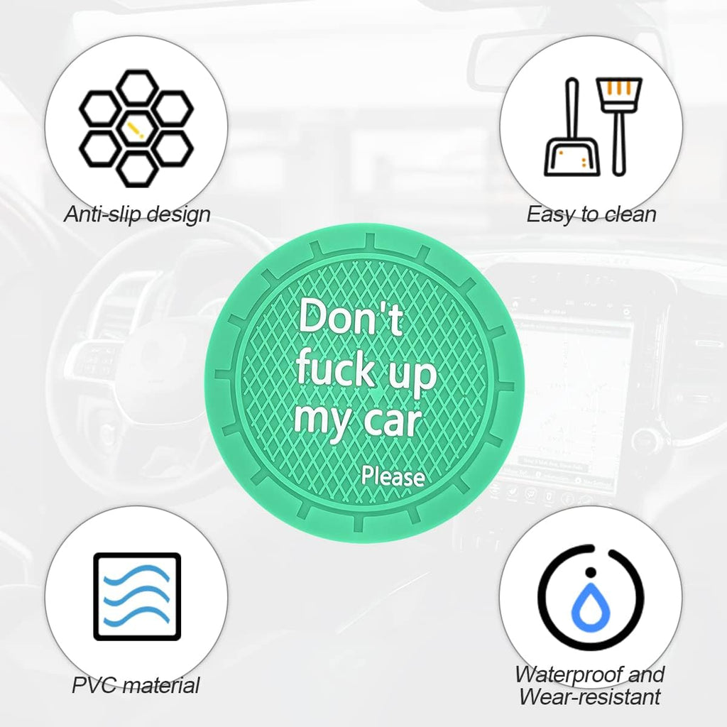 8sanlione 2 Pack Car Cup Holder Coasters, 2.75 Inch Non-Slip PVC Insert Cup Coaster, Anti-Scratch Auto Cup Mats for Women Men, Vehicle Interior Accessories for Car, SUV, Truck (D Light Green/2PCS)