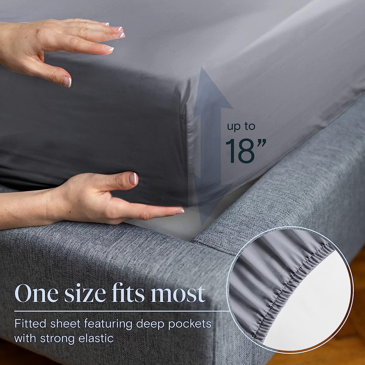 LuxClub 6 PC King Size Sheet Set Bamboo Sheets Deep Pockets 18" Eco Friendly Wrinkle Free Cooling Sheets Machine Washable Hotel Bedding Silky Soft - Light Grey King