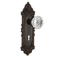 Victorian Plate Interior Mortise Crystal Glass Door Knob in Timeless Bronze