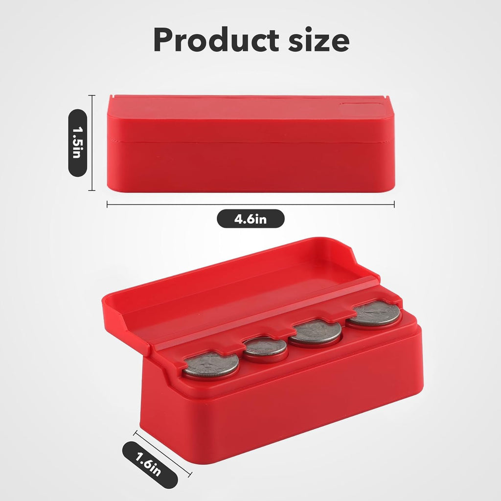 SINGARO Coin Holder for Car, Universal Car Coin Change Organizer, Car Coin Holder Compatible with Coins of Different Sizes, Car Interior Accessories, Suitable for Most Cars, Trucks(Red)