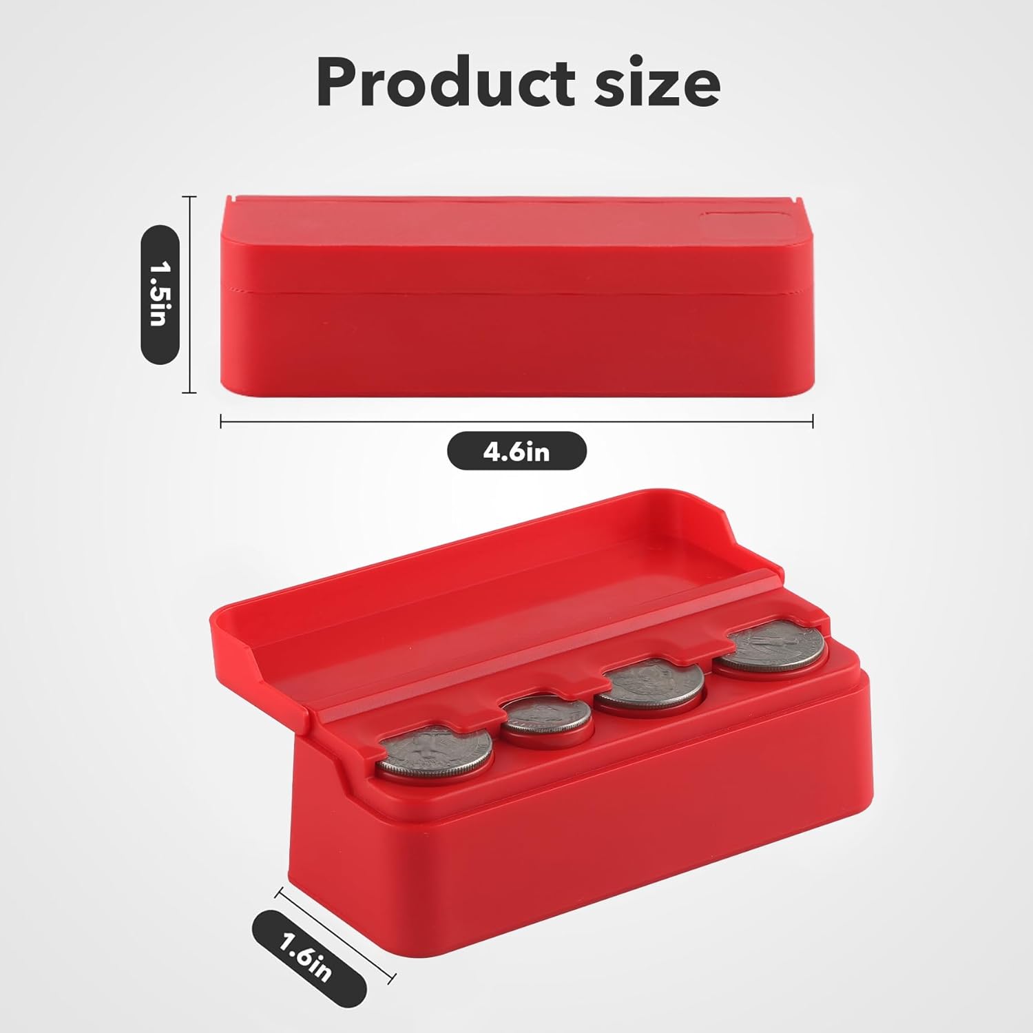 SINGARO Coin Holder for Car, Universal Car Coin Change Organizer, Car Coin Holder Compatible with Coins of Different Sizes, Car Interior Accessories, Suitable for Most Cars, Trucks(Red)