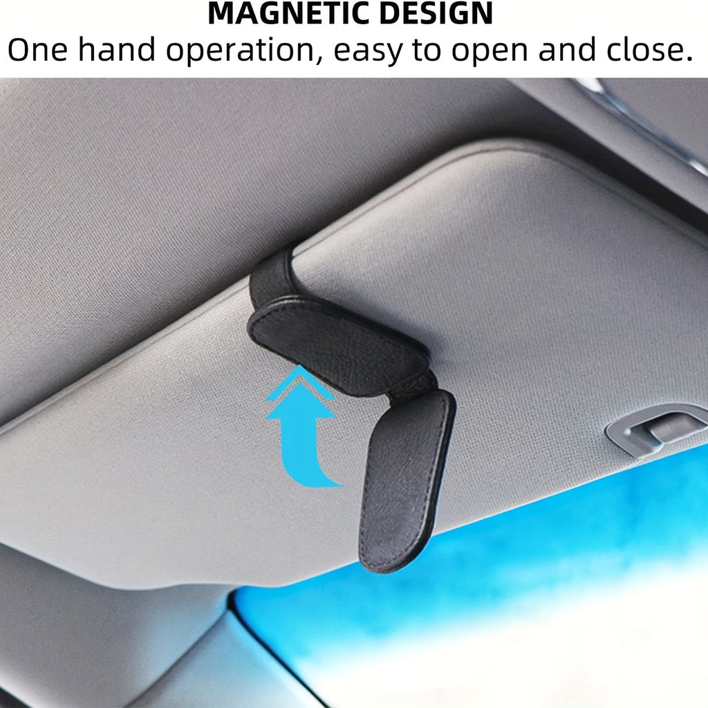Sunglasses Holders For Car, Magnetic Genuine Leather Sunglasses Clip For Car Visor, Glasses Hanger Clip, Car Interior Visor Accessories