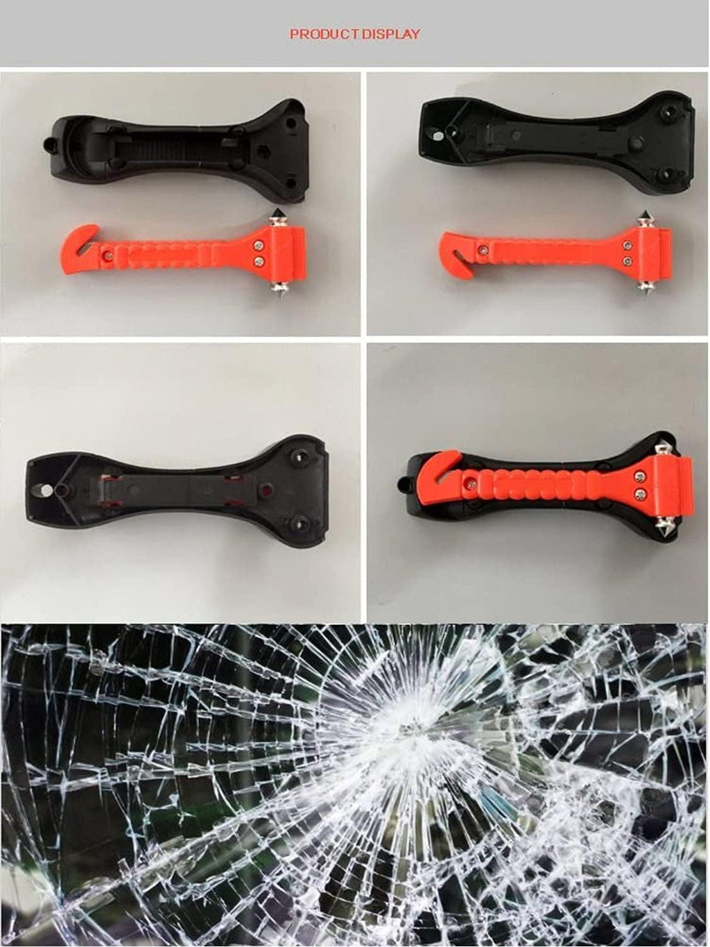SINSEN Car Safety Hammer Set of 10 Emergency Escape Tool Auto Car Window Glass Hammer Breaker and Seat Belt Cutter Escape 2-in-1 for Family Rescue &amp; Auto Emergency Escape Tools (Reflective Tape 10PCS)
