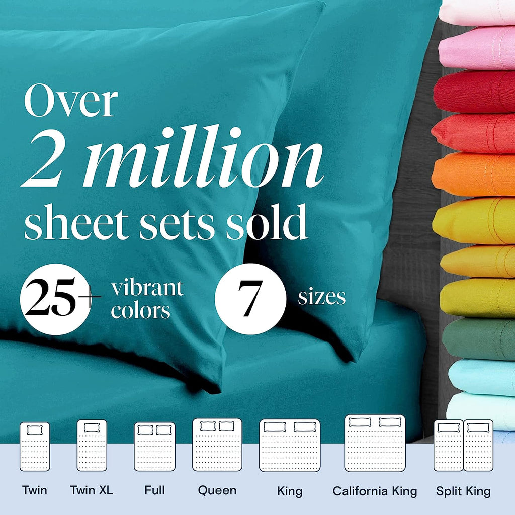 LuxClub 6 PC Queen Sheet Set Bamboo Sheets Deep Pockets 18" Eco Friendly Wrinkle Free Cooling Sheets Machine Washable Hotel Bedding Silky Soft - Teal Queen