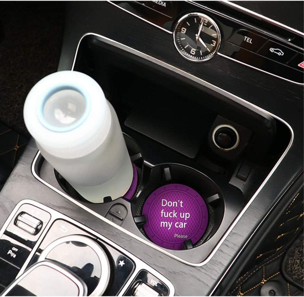 8sanlione 2 Pack Car Cup Holder Coasters, 2.75 Inch Non-Slip PVC Insert Cup Coaster, Anti-Scratch Auto Cup Mats for Women Men, Vehicle Interior Accessories for Car, SUV, Truck (D Purple/2PCS)
