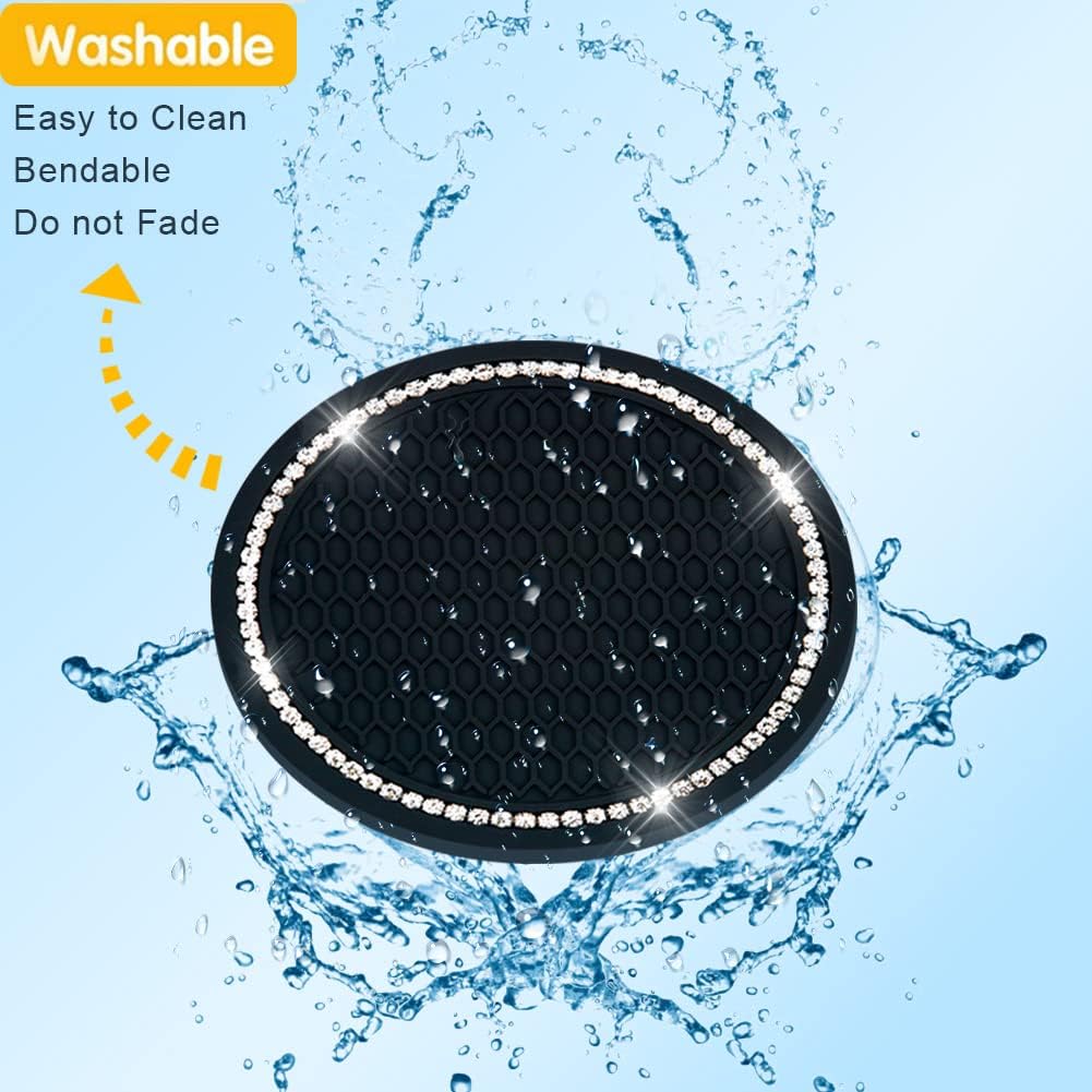 2PCS Car Cup Holders Coasters Mickey Mouse,Black Silicone Anti-Slip Car Coasters Car Interior Accessories -Universal Size, Black
