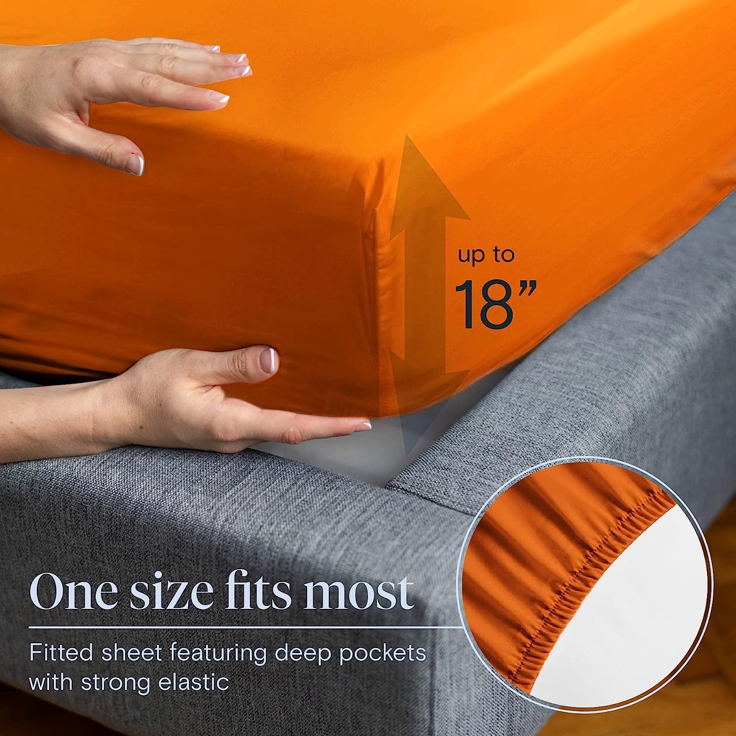 LuxClub 6 PC Full Size Sheet Set Bamboo Sheets Deep Pockets 18" Eco Friendly Wrinkle Free Cooling Sheets Machine Washable Hotel Bedding Silky Soft - Autumn Orange Full