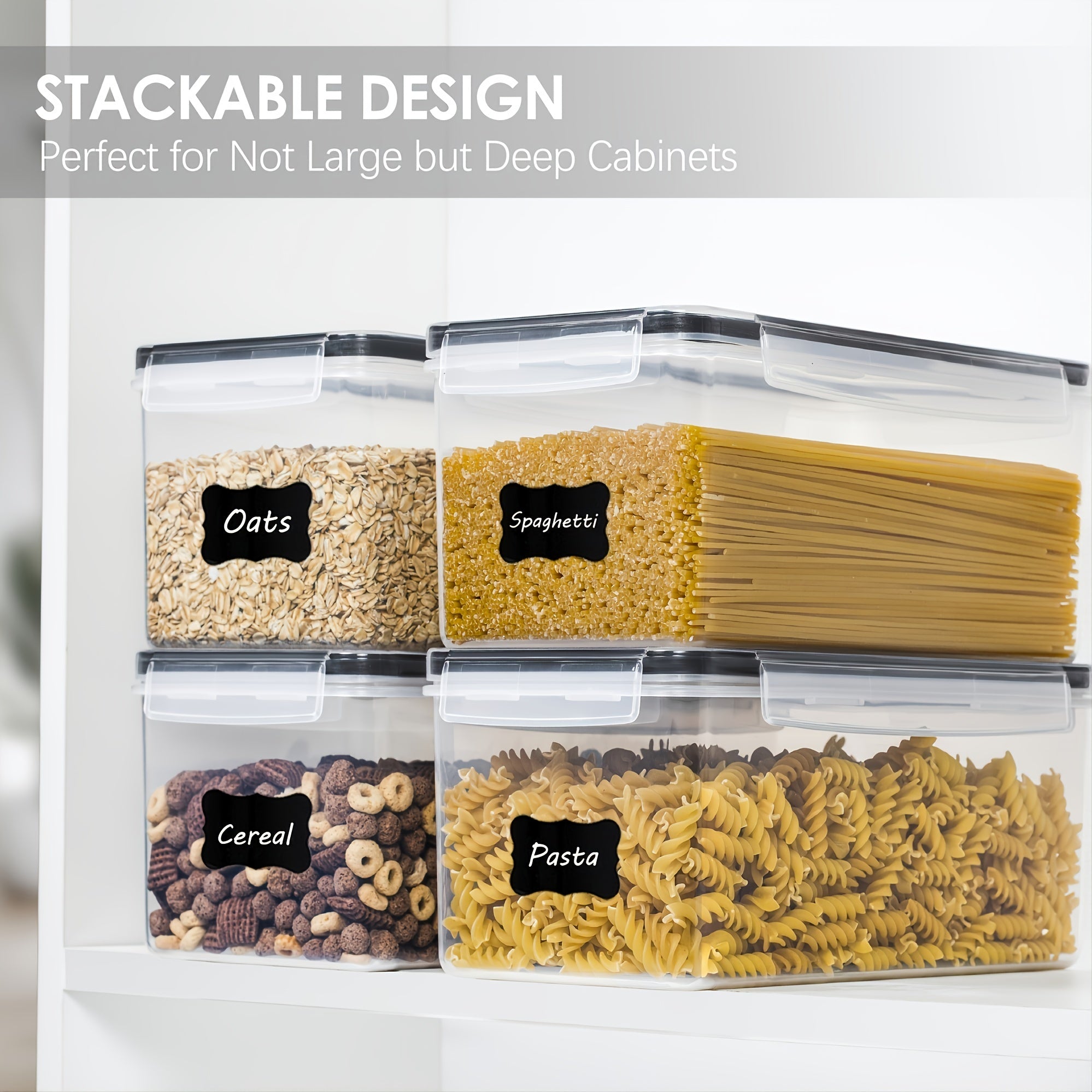 1/2/3pcs Airtight Food StoraContainers With Lids 3.2L, Plastic Spaghetti Container, PP Material BPA Kitchen Pantry Organization And Storage