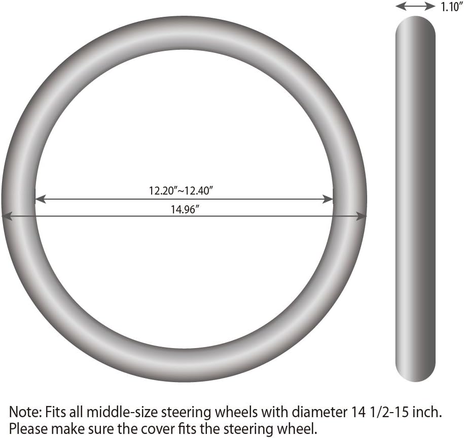 Elantrip Sport Leather Steering Wheel Cover 14 1/2 inch to 15 inch Universal, Padded Soft Grip Breathable for Car Truck SUV Jeep, Anti Slip Odorless Black