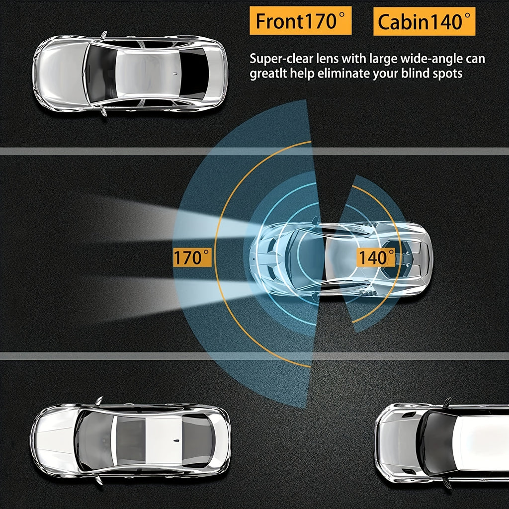 Dash Camera Front And Inside,3.16inchdash Cam 1080P, G Sensor HD Night Vision Loop Recording Wide Angle Car DVR (blue Photodiode Position Is Random)