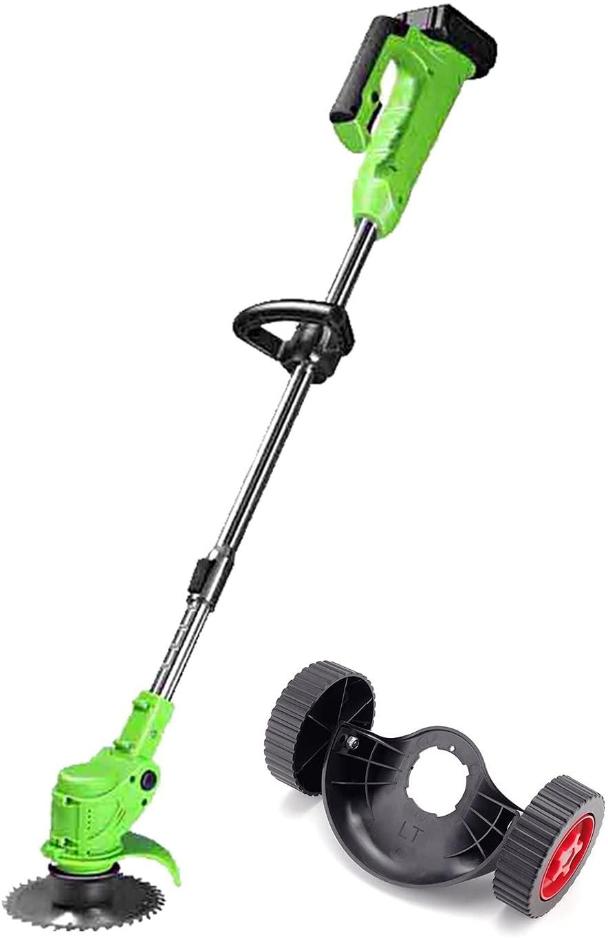 Pinzheng Cordless String Trimmer，24V Lithium Electric Weed Eater 650W High Power Rechargeable Edger Lawn Tool Mower Weeding Machine Stretchable Hand-Push Grass Trimmer
