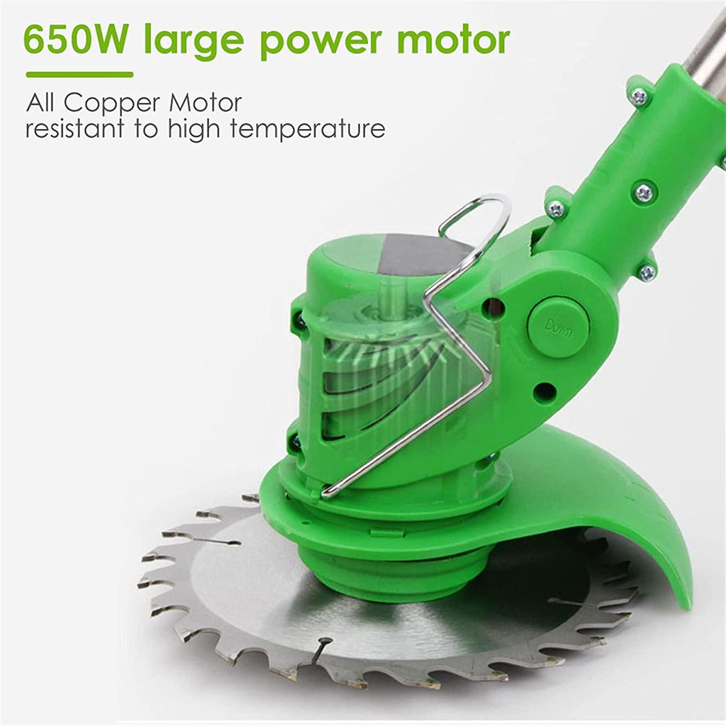 Pinzheng Cordless String Trimmer，24V Lithium Electric Weed Eater 650W High Power Rechargeable Edger Lawn Tool Mower Weeding Machine Stretchable Hand-Push Grass Trimmer