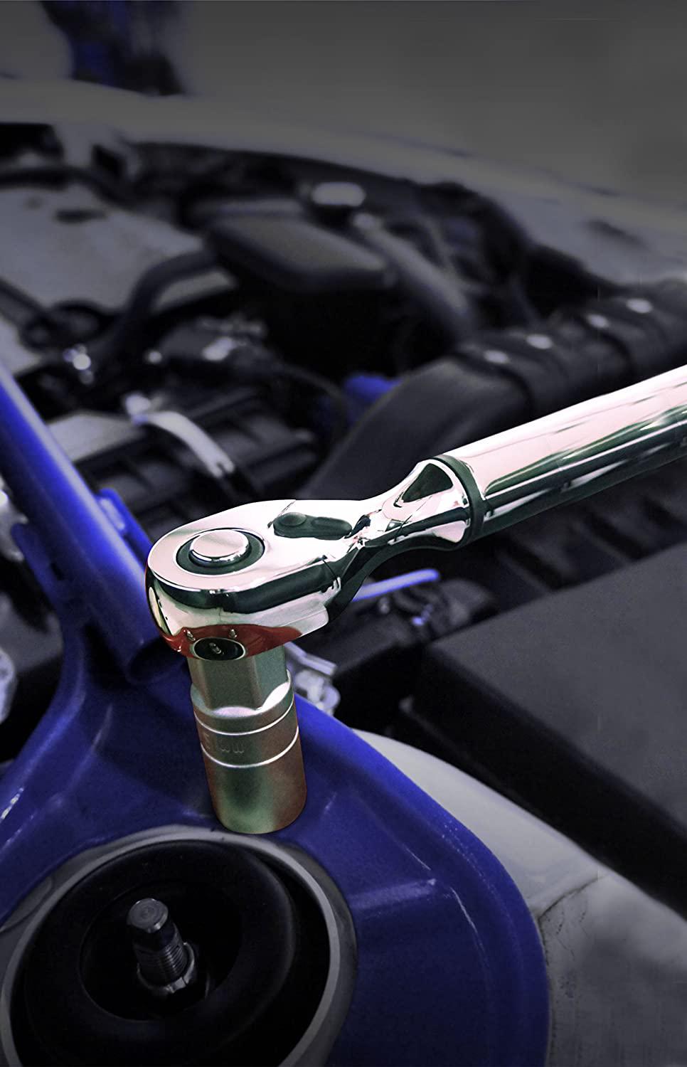 ACDelco Tools 1/2" (Inch) Compact Angle Digital Torque Wrench, Measures 5.0 – 99.5 ft-lbs. Ranof Torque, 17-7/8” Length, LCD Display, Audible Notification Buzzer, Vibration &amp; LED Light ARM317-4A