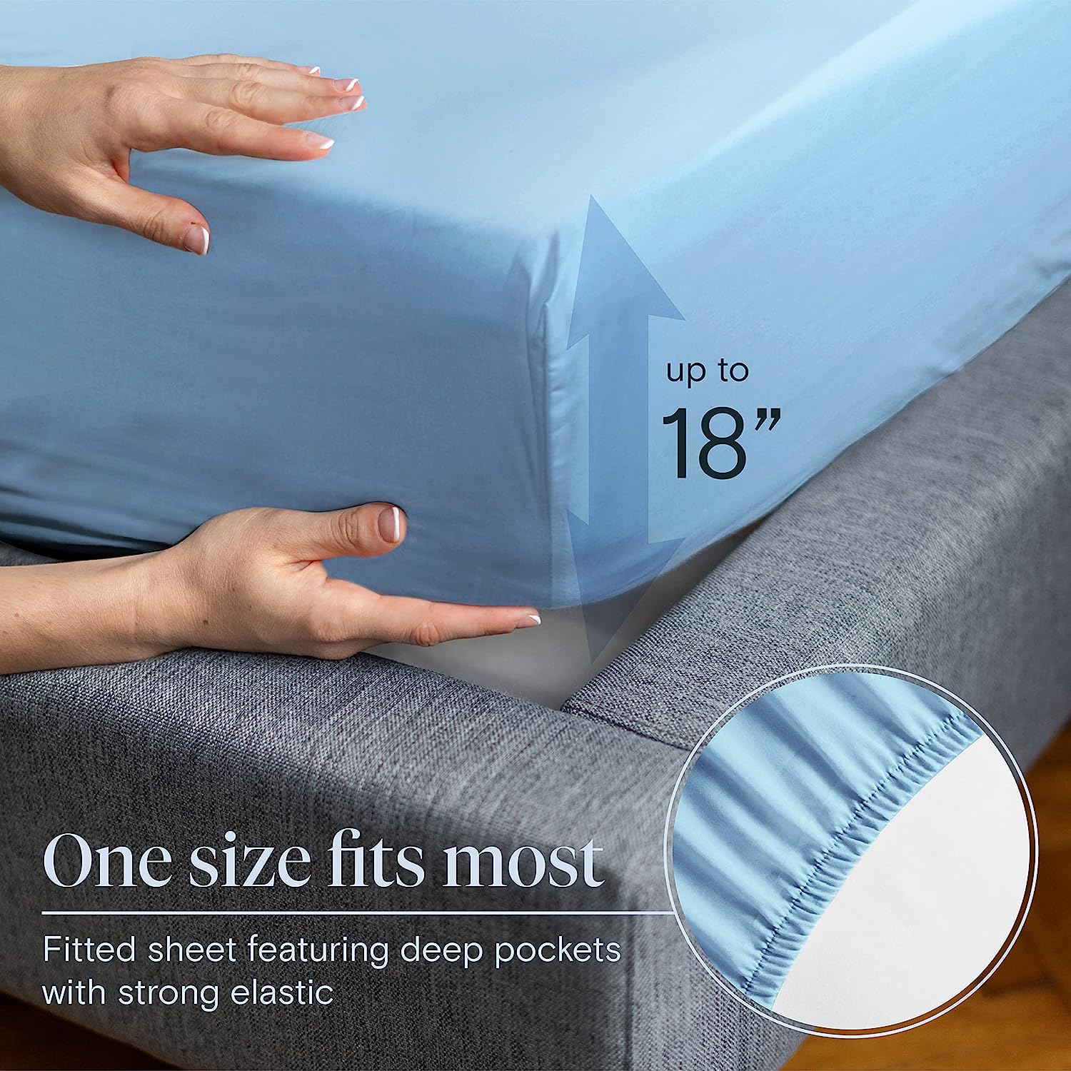 LuxClub 6 PC Queen Sheet Set Bamboo Sheets Deep Pockets 18" Eco Friendly Wrinkle Free Cooling Sheets Machine Washable Hotel Bedding Silky Soft - Sky Queen