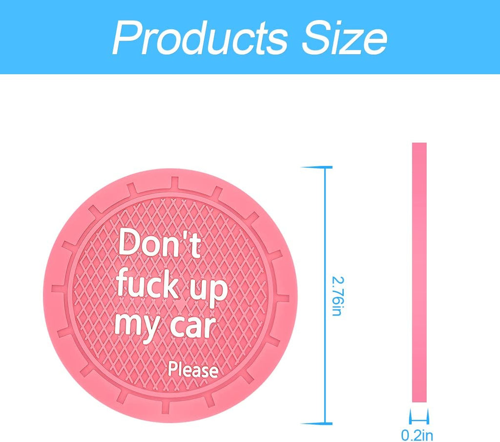 8sanlione 2 Pack Car Cup Holder Coasters, 2.75 Inch Non-Slip PVC Insert Cup Coaster, Anti-Scratch Auto Cup Mats for Women Men, Vehicle Interior Accessories Universal for Car, SUV, Truck (D Pink/2PCS)