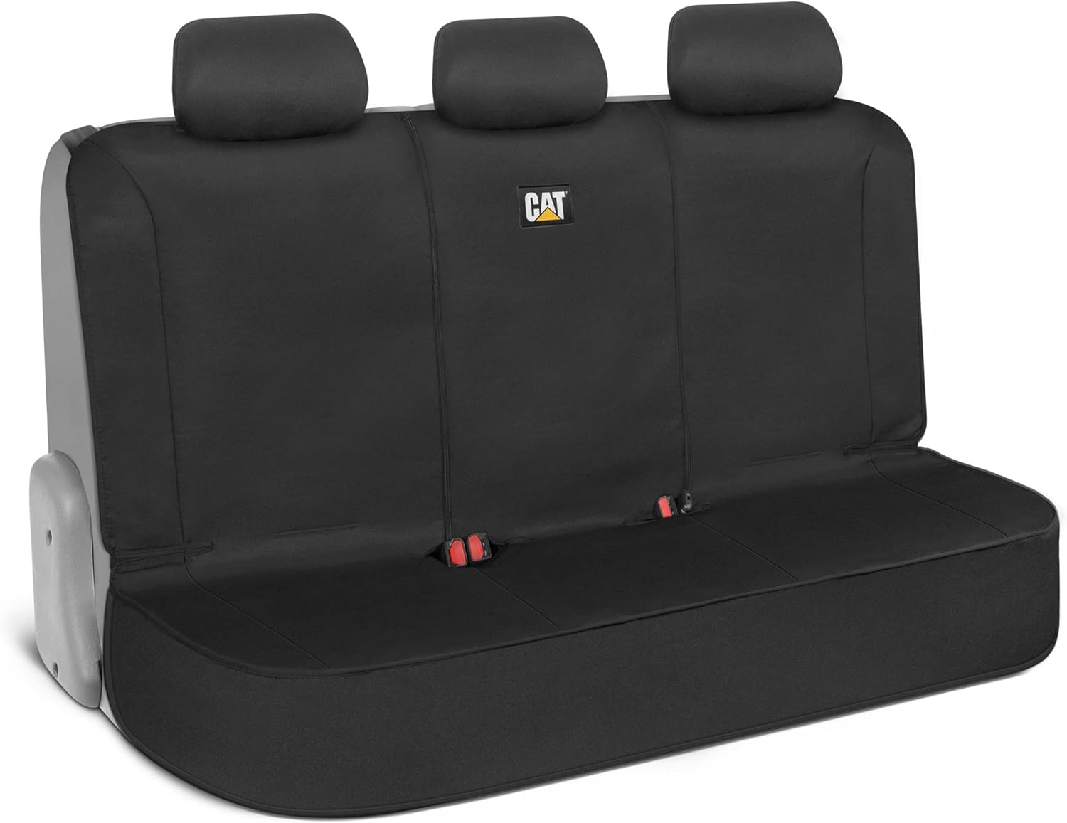 CATFlexfit Seat Cover for Cars Trucks SUV, Zipper Split Rear Bench Protector with Durable Canvas Material, Interior Cover in Black