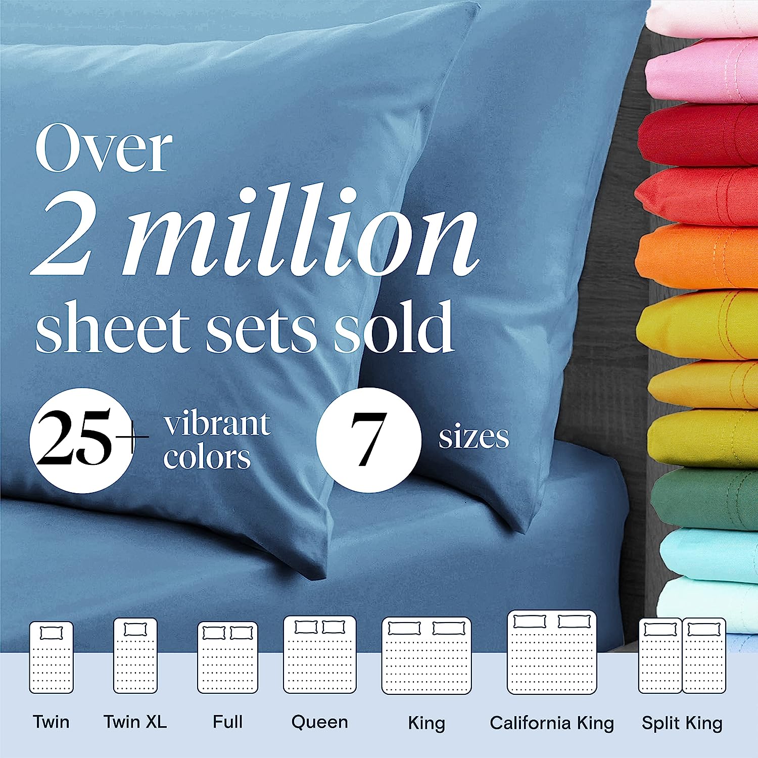 LuxClub 6 PC King Size Sheet Set Bamboo Sheets Deep Pockets 18" Eco Friendly Wrinkle Free Cooling Sheets Machine Washable Hotel Bedding Silky Soft - Light Blue King