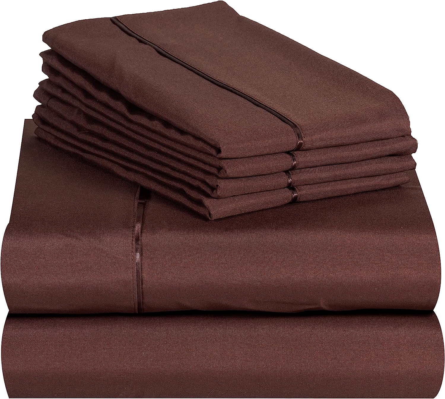 LuxClub 6 PC Queen Sheet Set Bamboo Sheets Deep Pockets 18" Eco Friendly Wrinkle Free Cooling Sheets Machine Washable Hotel Bedding Silky Soft - Brown Queen