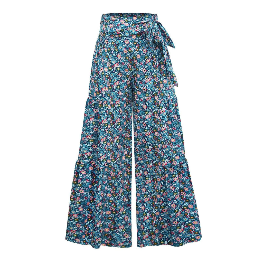 lace-up casual wide leg pants