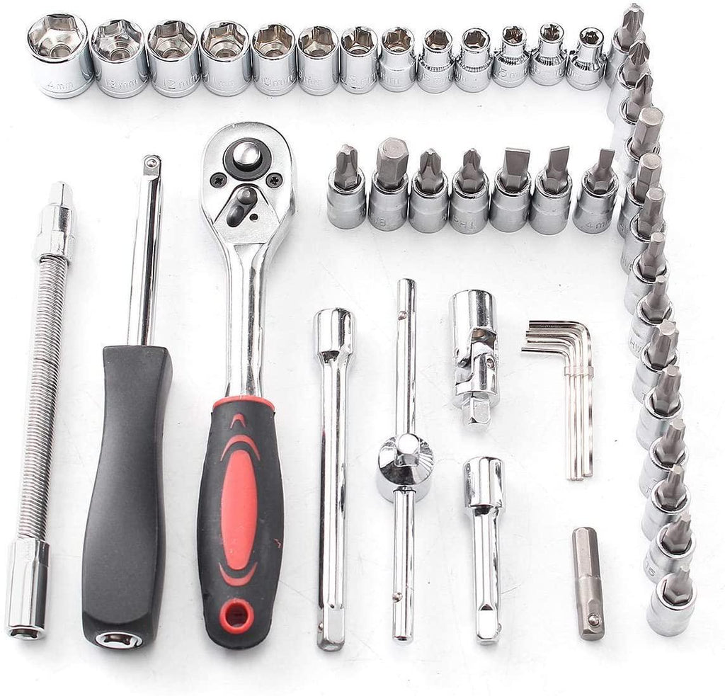 Tool Hand Tools 46Pcs Drive Heavy Duty Telescopic Shaft Ratchet Handle Socket Wrench Spanner Set Bike
