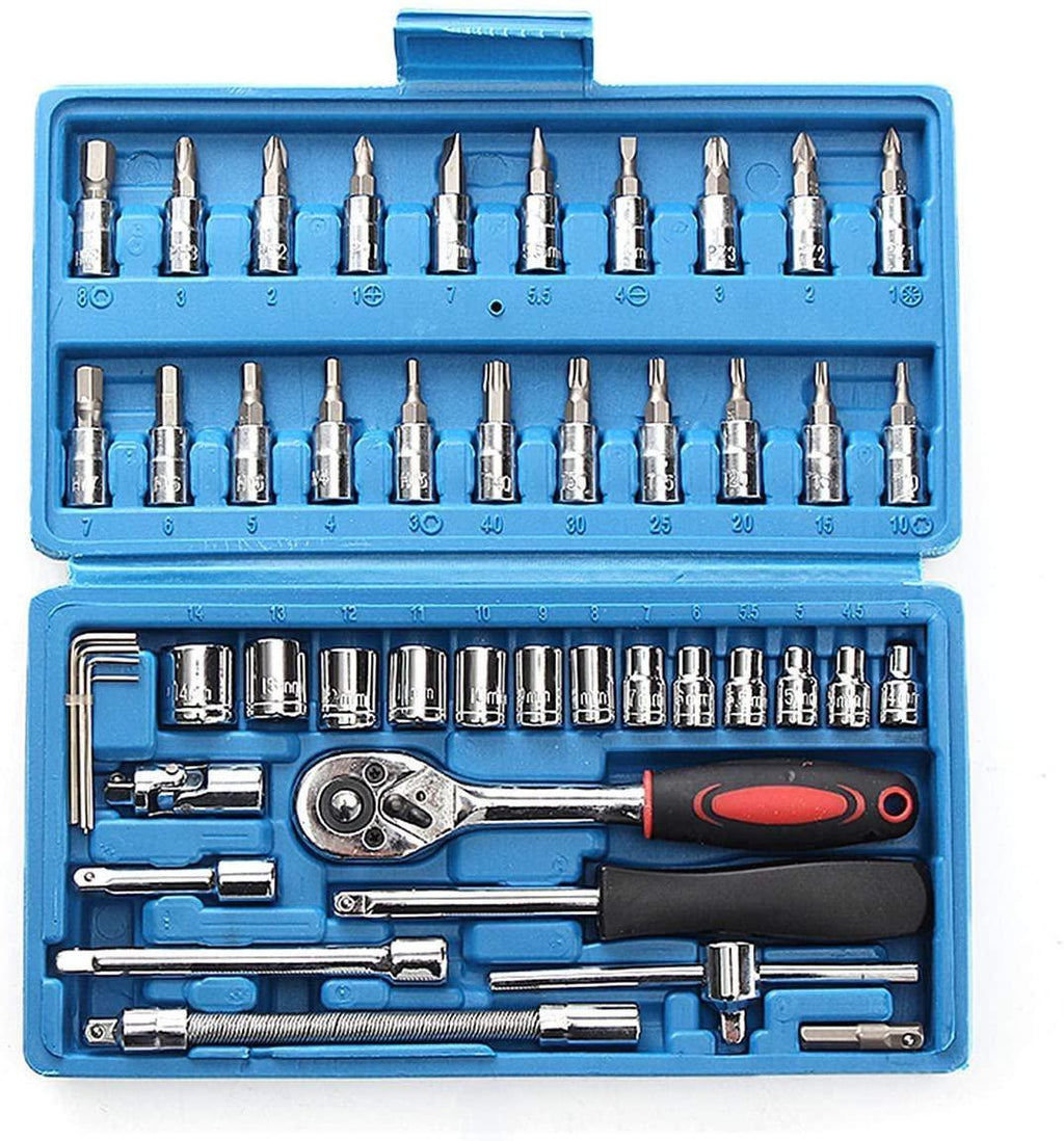 Tool Hand Tools 46Pcs Drive Heavy Duty Telescopic Shaft Ratchet Handle Socket Wrench Spanner Set Bike