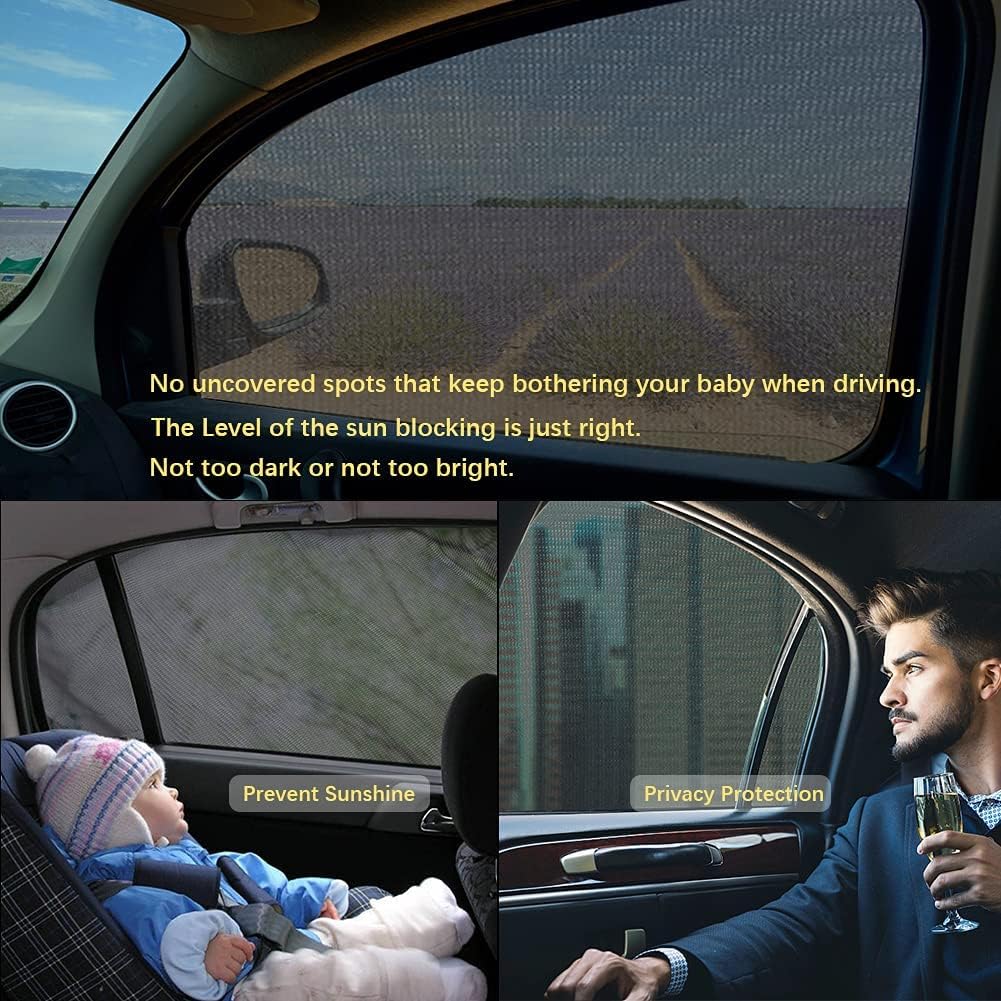 GOLDFLOWER Car Window Shade, 2 Pack Car Back Window Sun Shade, and Privacy Protect for Toddler Kids Baby Adult, Double Layer  (Medium 39"x19")