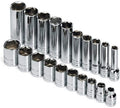 SK Professional Tools 89040 20-Piece 3/8 in. Drive 6-Point STD/Deep/Extra Deep Socket Set - Chrome Socket Set with Super Chrome Finish | Set of 20 Sockets Made in USA