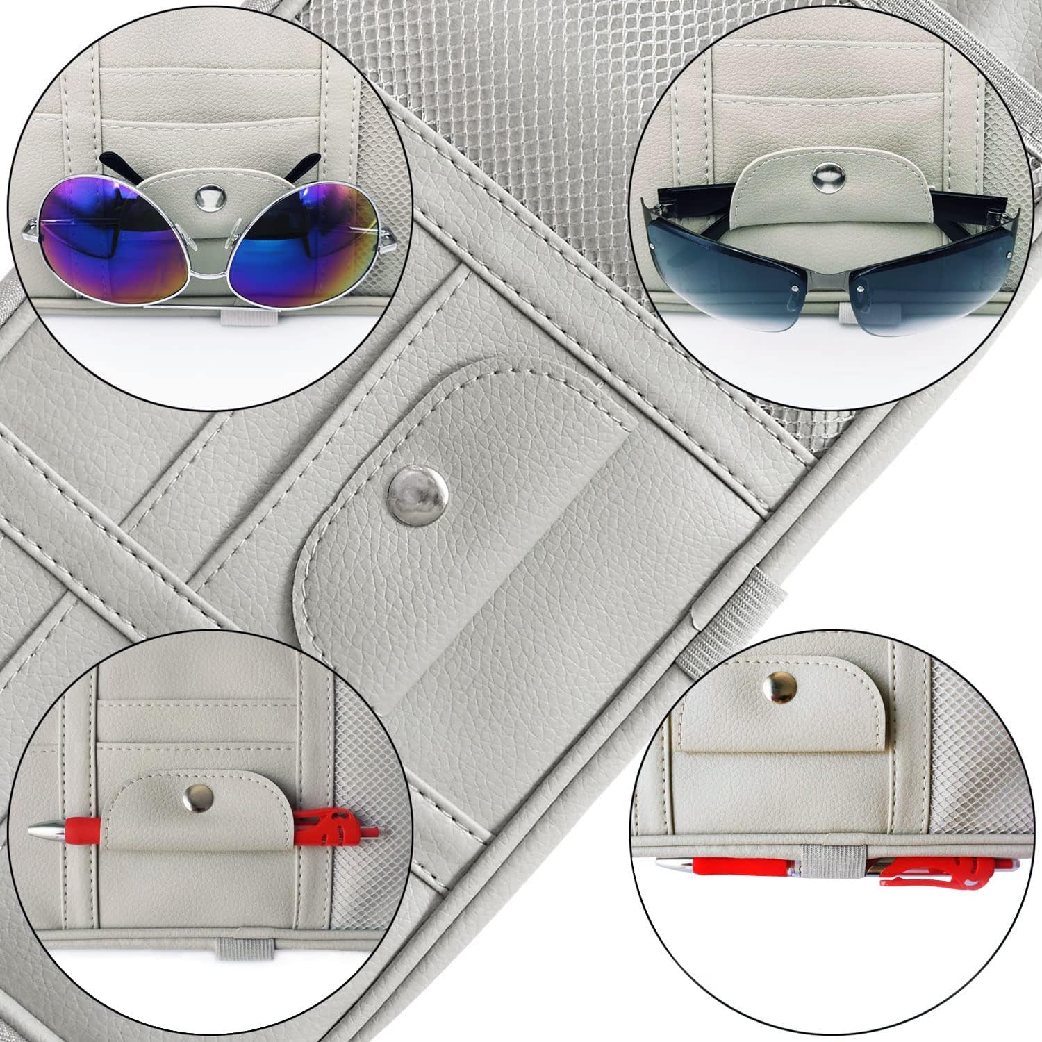 Da by Car Sun Visor Organizer Auto Car Visor Pocket and Interior Accessories Car Truck Visor Storage Pouch Holder with Multi-Pocket Net Zippers (Gray)