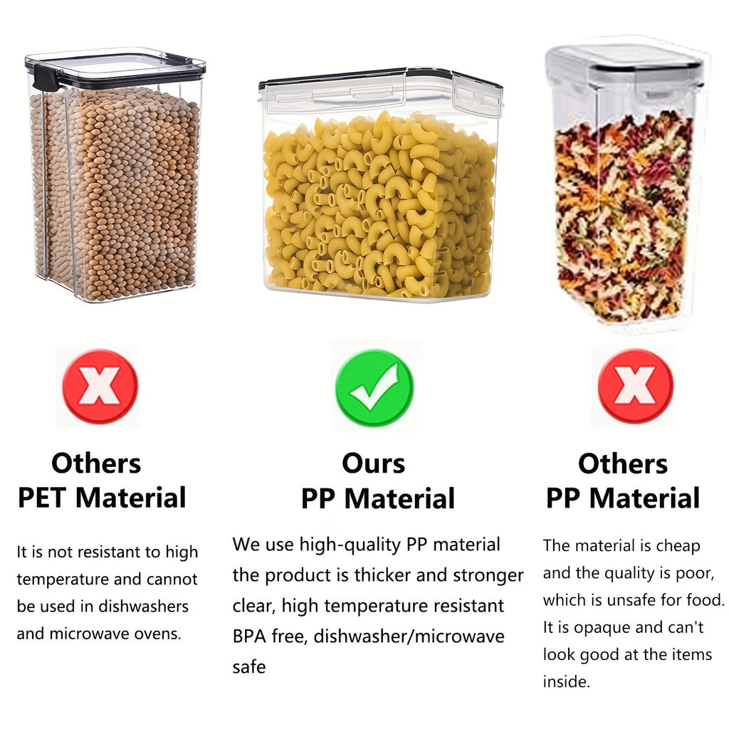 3/4/7pcs Plastic Airtight Food Containers For Kitchen Organization With Lids, 24 Labels, 1 Marker For Cereal And Flour StoraContainers PP Material