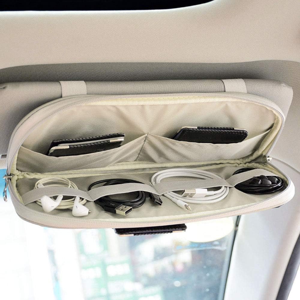 Da by Car Sun Visor Organizer Auto Car Visor Pocket and Interior Accessories Car Truck Visor Storage Pouch Holder with Multi-Pocket Net Zippers (Gray)