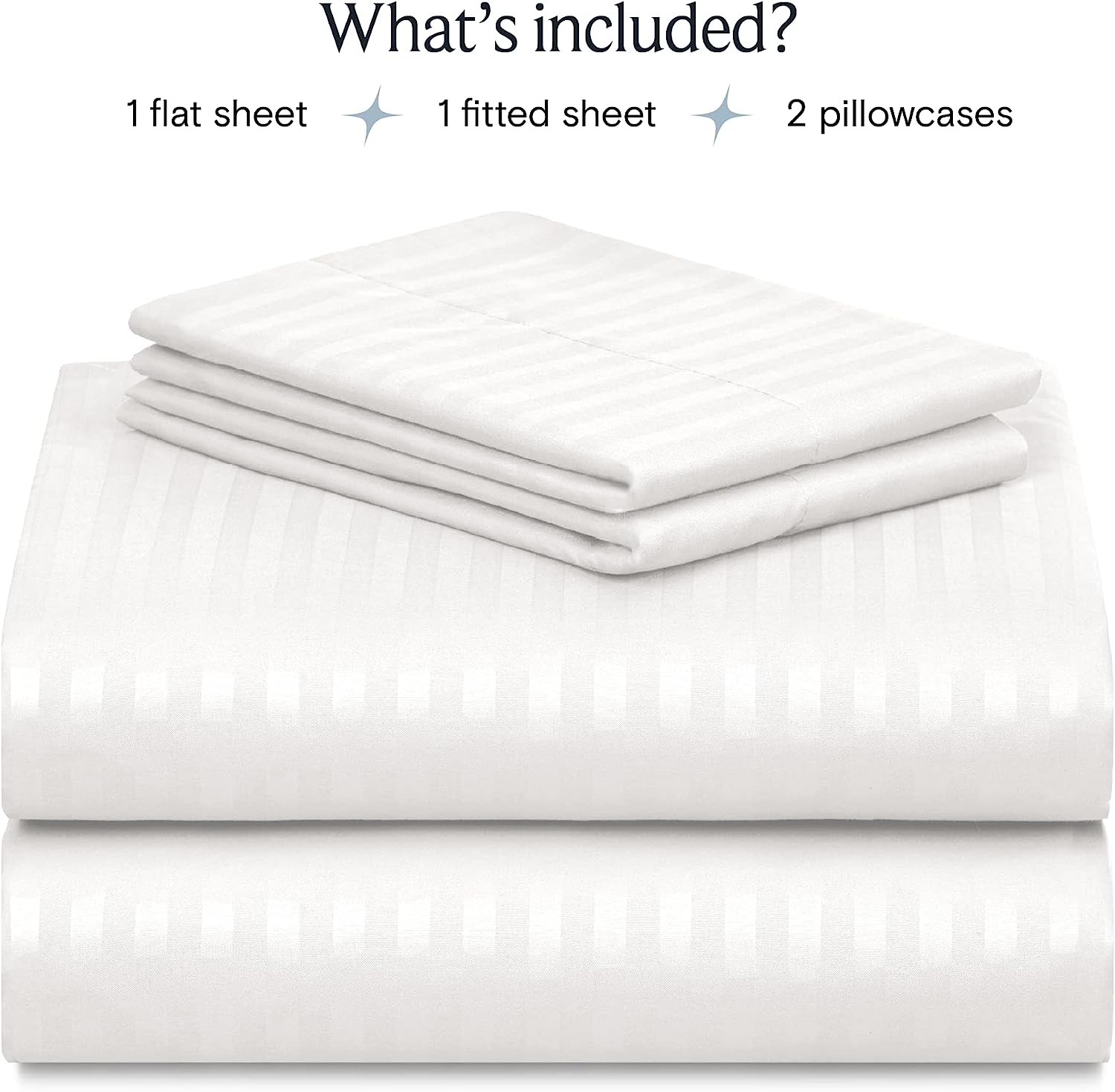 LuxClub Striped Sheets Set, 4 PC Striped Bed Sheets Set Twin Size for Boys and Girls, Deep Pockets 18" Eco Friendly Wrinkle Free Kids Fitted Sheets Machine Washable Hotel Bedding (Twin XL, White)