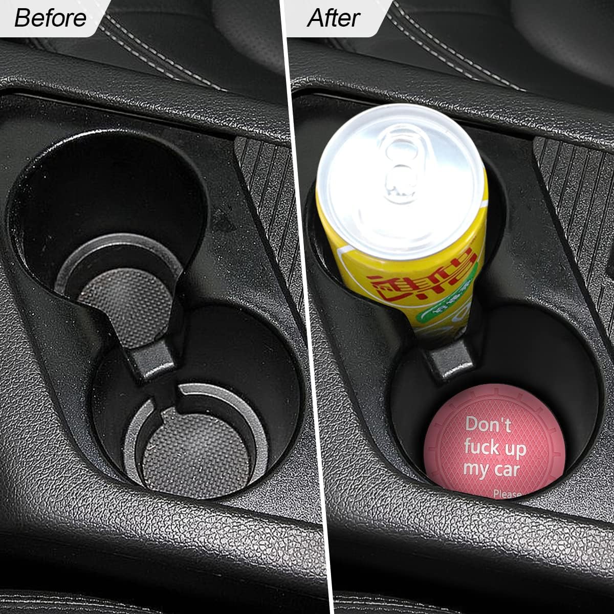 8sanlione Car Cup Coaster, 4Pcs 2.75 Inch Auto Cup Holder Insert Coasters, Non-Slip Waterproof Embedded Drink Mat, Automotive Interior Accessories for Men and Women (D Pink/4PCS)