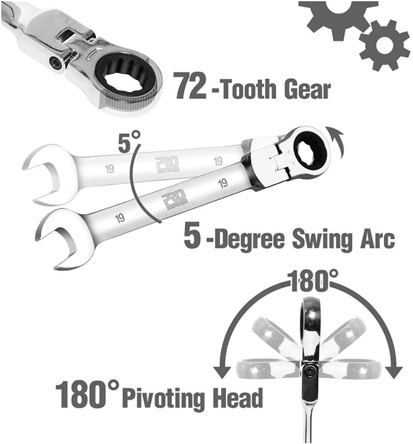 CHENJIAO Wrench 14pcs Keys Set Multitool Wrench Ratchet Spanners Set Hand Tool Wrench Set Universal Wrench Tool Car Repair Tools (Color : 6 19MM 14P)